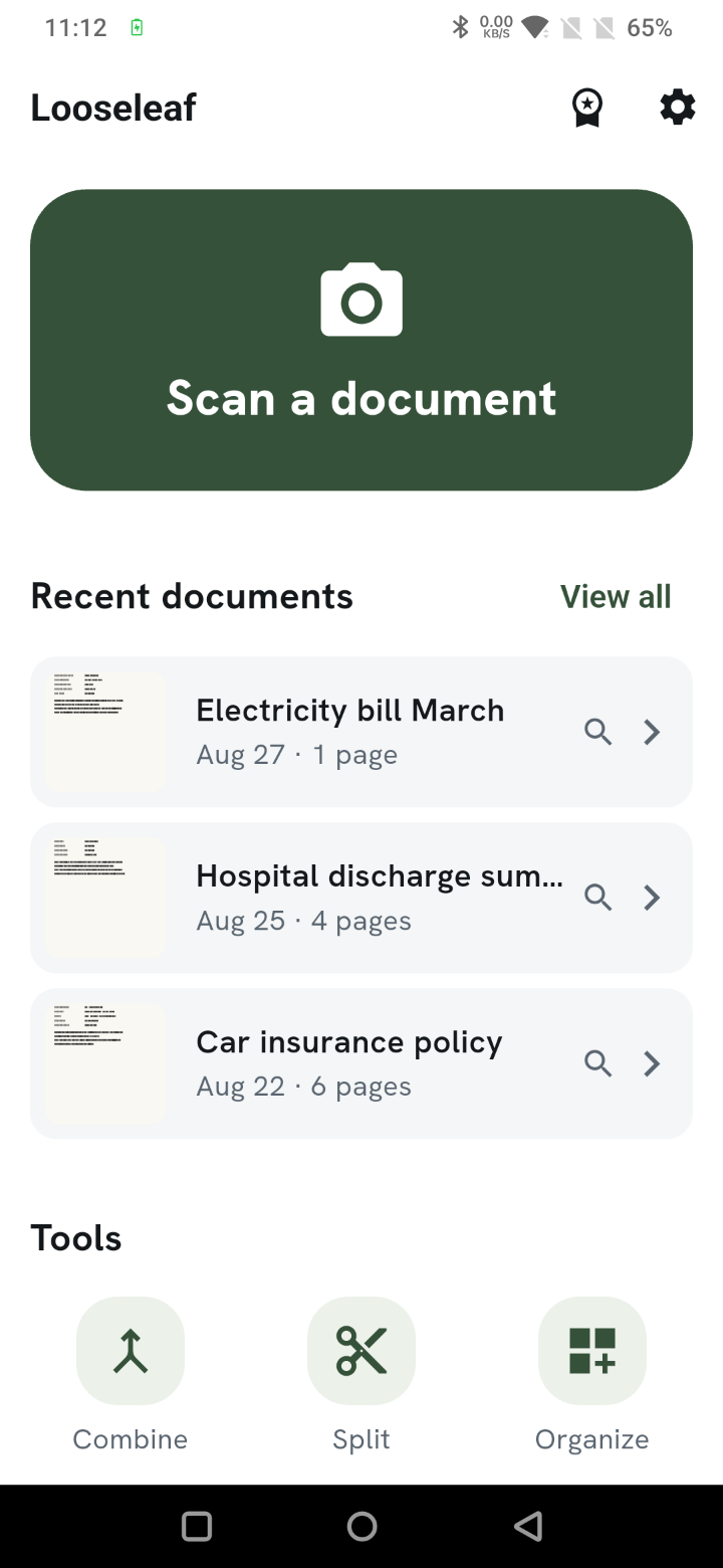 Looseleaf screenshot